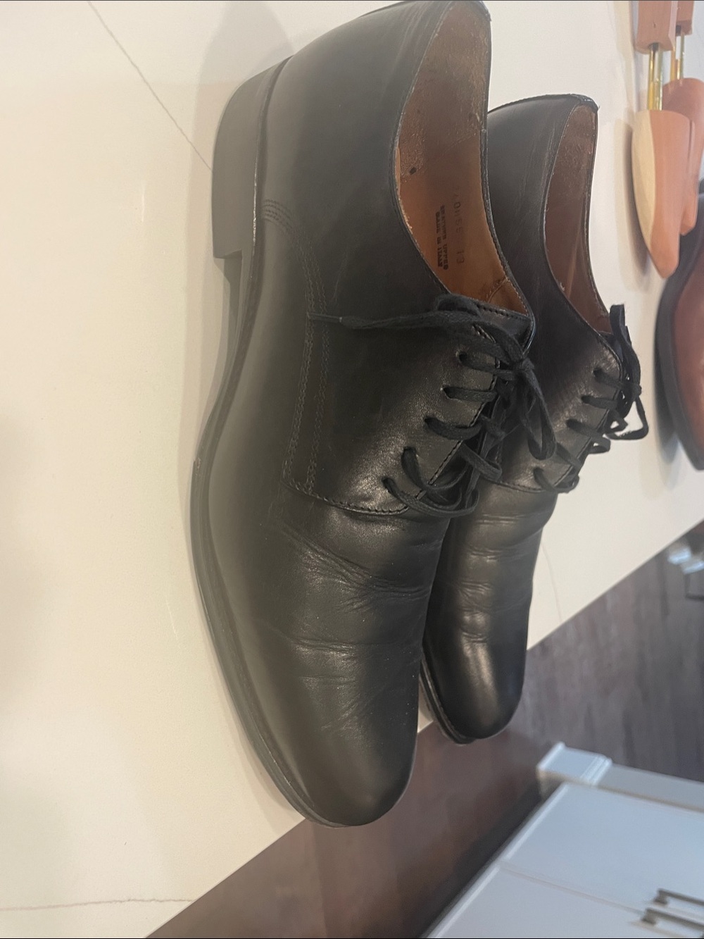 Johnston & Murphy Black Leather Derby Lace-Up Shoes